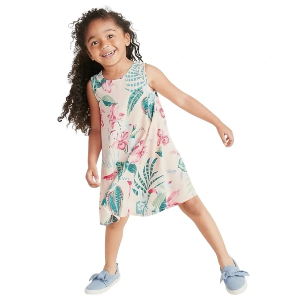 🆕 Old Navy Sleeveless Pink Floral Swing Dress 18-24mo.